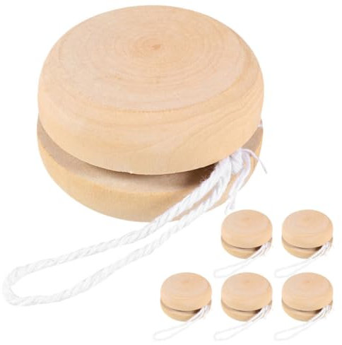 Toyvian 6 Stücke Holz YoYo Anfänger Jo-Jo Kinder Holzspielzeug Holzfiguren zum Bemalen Basteln Weihnachten für Geburtstag Party Mitgebsel