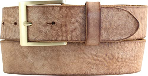 BELTINGER Herren-Gürtel aus weichem Vollrindleder Vintage-Look 4 cm | Jeans-Gürtel für Herren 40mm | Ledergürtel mit goldener Gürtelschließe Used-Look | Cognac 85cm