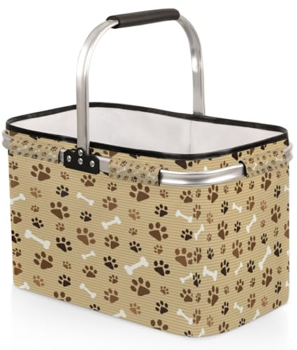 Tavisto Marktkörbe mit Griffen Lustige Fox Painting Carrybag - Stabiler Einkaufskorb mit viel Stauraum und praktischer Innentasche - Elegantes und wasserabweisendes Design, Hundepfotenabdruck