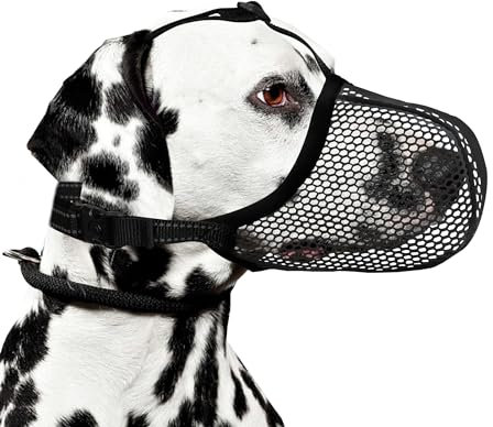 JOYPAWS Maulkorb für Hunde, atmungsaktiv, weich, für mittelgroße bis große Hunde, gegen Bellen, Beißen, Kauen, reflektierender und verstellbarer Korbmaulkorb mit Luftnetz, für Beagle, Schwarz, L