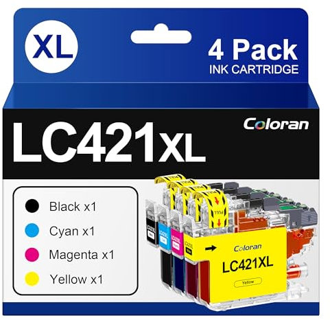 Coloran LC421XL Druckerpatronen Kompatibel für Brother LC421 XL für Brother DCP-J1050DW Patronen Brother MFC-J1010DW Patronen DCP-J1140DW (4er-Pack)