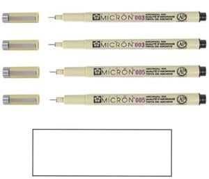 Pigma Sakura Micron schwarz 005,005,003,003 und 1 Karte