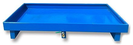 Drum Containment Spill Pallet, Nestable Paint Bucket Leakproof Platform, Industrial Garage Storage Metal Tray With Drain, High Load Capacity (Color : Blue-1 pcs, Size : 49.2x25.6x6.7)