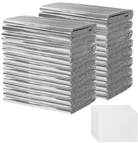 jxgzyy Reflective Insulation Roll Garage Door Insulation Panels Pre-Cut Kit 16 Sheets Double Bubble Reflective Insulation Foam Panels 23.62 X 47.24 for Windows, Garage Door, RV, Roof, Attic, Car