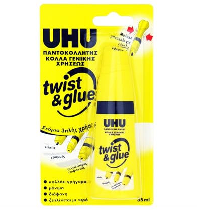 UHU All Purpose Adhesive twist & glue, crystal-clear bottle glue 2908-35ml