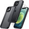 Phoona 3 en 1 Coque Mat pour iPhone 12 6,1 Pouces, avec 2 Verre Trempé Protection écran, Etui Translucide Givrée Arrière Housse Antichoc Case, Cover Anti-Empreintes Digitales, Noir
