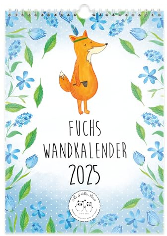 Mr. & Mrs. Panda A4 Wandkalender 2025 Fuchs Collection - Geschenk, Jahreskalender, Terminplaner, Kalender mit Feiertagen, Küchenkalender