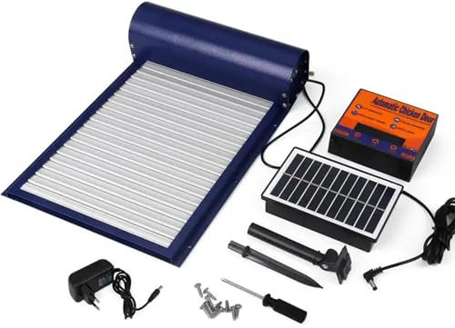 Vituord Porte De Poulailler Automatique, Volet Roulant Solaire, avec Capteur De Lumière, Télécommande, Fonction Anti-pincement, pour Poulailler, Étanche