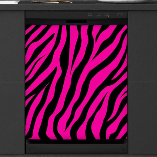 Autocollant magnétique pour lave-vaisselle Motif zèbre rose 53,3 x 66 cm