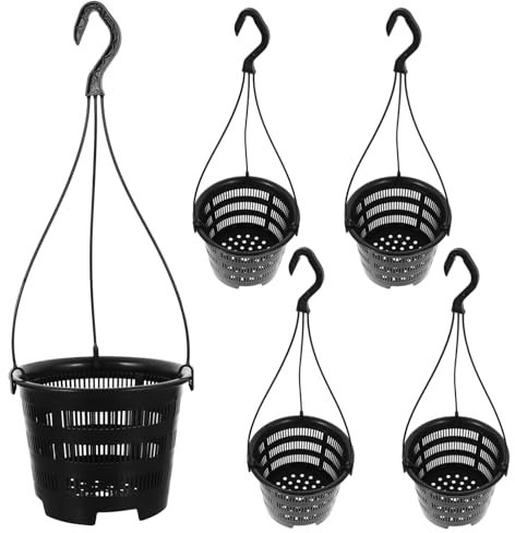 Toddmomy 5sätze Hängender Blumentopf Aus Kunststoff Dekorativer Orchideentopf Aus Netzmaterial Gartenaccessoire Für Terrasse Und Balkon