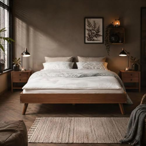 IDIMEX Futonbett Karri – Bettgestell aus Massivholz mit konischen Holzfüßen, niedriger Rahmen, Holzbett für Schlafzimmer