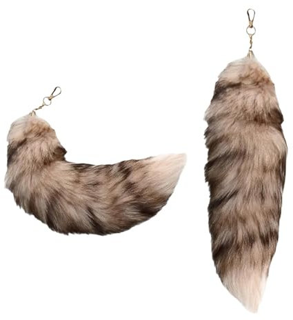 tintoke Fuchsschwanz,fox tail,Fuchsschwanz Anhänger etwa 40cm Fell Schwanz Keychain fox tail keychain Auto Schlüsselketten Anhänger Weich Flaumig Dicht Dekoration (Gras Fuchs)