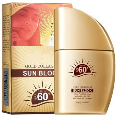 Sonnencreme LSF60+, Sonnenschutz Gesicht mit Golden Collagen, Sunscreen SPF60 – Feuchtigkeitsspendend & Wasserdicht, Ideal für Strand & Bergtouren, 30g (1)
