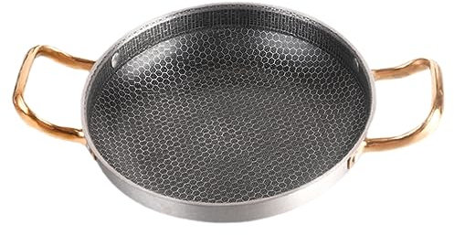 GRIRIW Poêle à Frire En Nid D'abeille Sauter Ustensiles De Cuisine En Nid D'abeille Poêle Avec Couvercle Casserole Poignée De Poêle Rayon De Miel Induction Peigne Acier Inoxydable