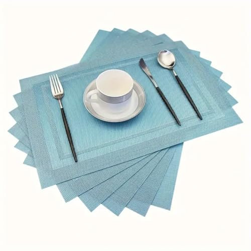 LYNXSD - 6 pcs Dessous de Table, sous Plat de Table, Dessous Assiette, Set de Table antidérapant, Dessous de Verre, Élégance & Praticité, pour Sublimer Votre Table à Manger (Bleu)
