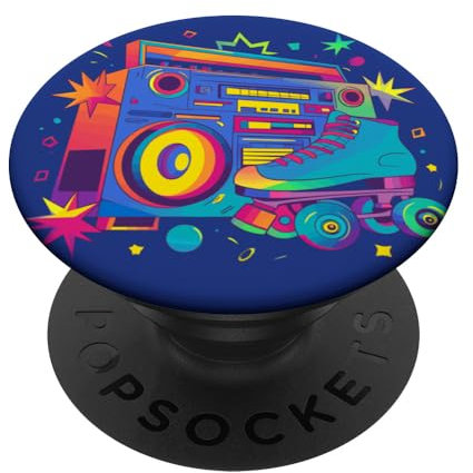 Retro -Boombox und Rollschuhspaß Spaß PopSockets Klebender PopGrip
