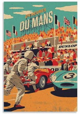 ZLOZJDBH Le Mans Poster, Wandkunst, ästhetisches Leinwandbild, Poster, Vintage-Gemälde für Zimmer, 40 x 60 cm, ungerahmt, 1