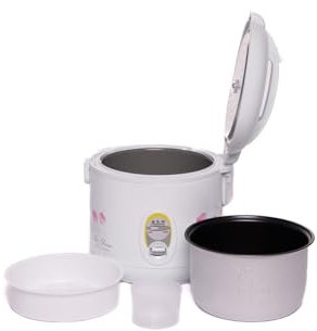 London Wok MRC9 Electric Rice Cooker, 2L Capacity, White, Non-stick Inner Pot