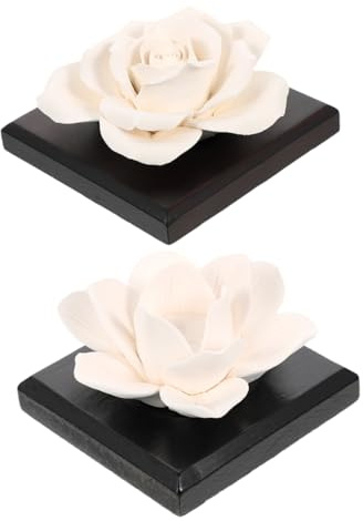 TOPBATHY Keramik Auto Aromatherapie Diffusor 2 Stück Passiver Blumendiffusor Rose Seerose Kleiner Lufterfrischer Für Büro Bad Wohnzimmer
