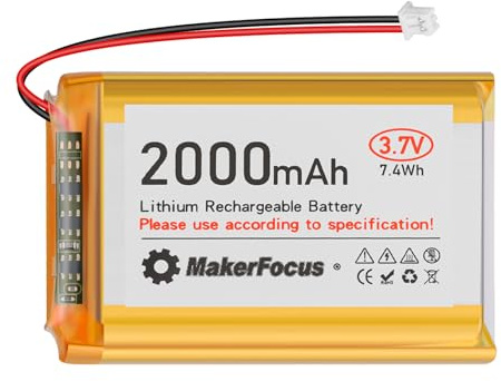 YELUFT 1 Stück 3,7 V 2000 mAh Lithium-Polymer-Akku 1S Wiederaufladbarer Batterie mit Schutzplatine, JST 1,25-Stecker für Arduino ESP32-Entwicklungsplatine (Umgekehrte Polarität)