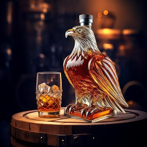 Carafe À Whisky En Verre Avec Aigles | Bouteille De Whisky Amusante | Bouteilles En Forme D'aigles | Récipient De Collection Et Pour Bière, Vin, Cocktails, Mariage, Fête Des Pères