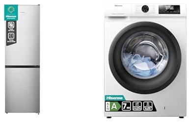 Hisense Set Frigorifero Combinato 300L + Lavatrice Slim 7kg, No Frost e Classe A