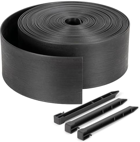 Velway Bordure de Jardin en Plastique Flexible 20m, Hauteur 13cm