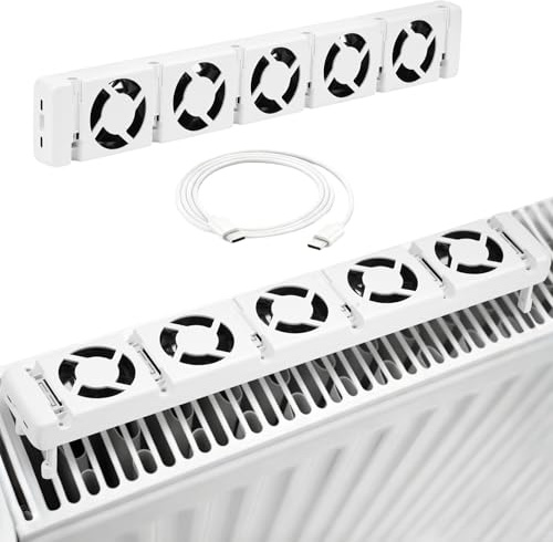 Heizkörper Ventilator 5.0 Heizungsventilator, Smart Heizkörperverstärker mit Thermostaten, Heizungslüfter Lauf Ruhig Sparen von-Energie & Heizkosten(Expansion-Set)