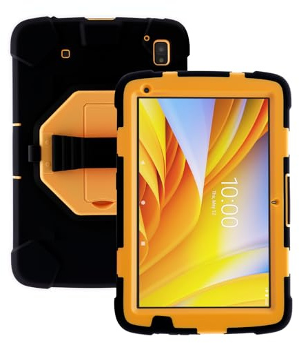 Schutzhülle für Zebra ET40 ET45 10 Zoll Tablet, Militärqualität, stoßfest, robust, mit Handschlaufe und Ständer, SG-ET4X-10EXOSKL1-01 kompatibel mit Zebra-Zubehör (Gelb)