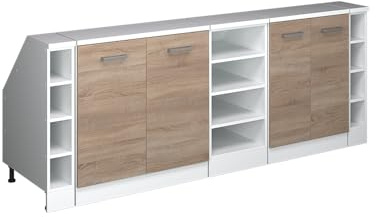Vicco Küchenschrank für Dachschrägen R-Line, Sonoma, 210 cm 5er Set Schrankkorpuss 60 cm Tiefe, geeignet für schräge Wände und Variable Küchenmontage