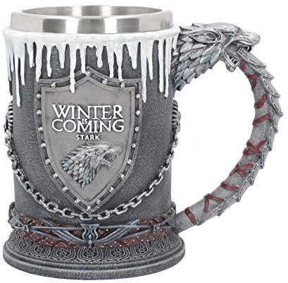Nemesis Now House Stark Tankard Game of Thrones - Taza (20 cm, resina con inserto de acero inoxidable, 11 cm)