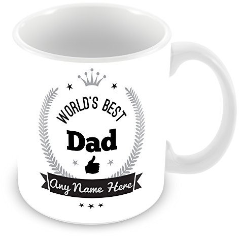 World's Best Dad Personalised Mug Gift - Customise Cup with Name - Silver