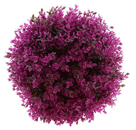 PETSOLA Graskugel Künstlich Buchsbaum Garten Deko Kunstpflanze Kugel Dekokugel Gras - Lila Eukalyptus, 29cm