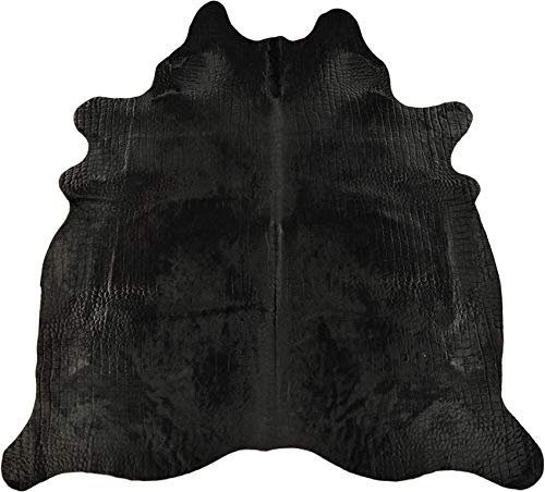 generisch KUHFELL STIERFELL SCHWARZ GEFÄRBT MIT Croco PRÄGUNG 220 x 200 cm Fell Teppich VON KUHFELLE ONLINE