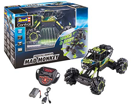 Revell Control 24459 RC Freestyle Crawler Mad Monkey, Disco-Beleuchtung, Fahren und Rutschen, Dance Moodus, Programmierbares Ferngesteuertes Auto, 34cm