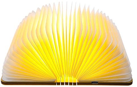 Tomshine LED-Lampe Klappbuchleuchte aus Holz mit wiederaufladbarer USB-Fernbedienung,12 Farben und Timer Dimmbares Stimmungslicht für Geburtstage