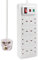EXTRASTAR Universal Extension Lead, 8 Way Outlets Surge Protection Power Strips with Switch, Wall Mounted 13A/MAX.3120W Fused UK Power Socket (2M, White)