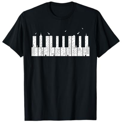 Klaviershirt Skyline - Keyboard-Musik-T-Shirt T-Shirt