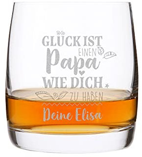 Herz & Heim® Vatertagsgeschenk Whiskyglas mit Gravur - Glück ist einen Papa wie dich zu haben