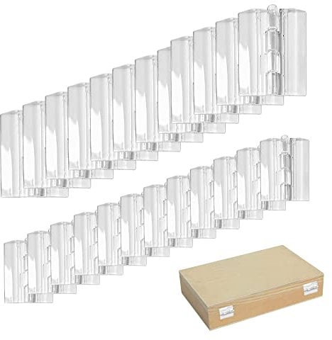 SNAGAROG 24 Stück Transparent Scharniere Acryl Scharniere Selbstklebendes Scharnier Faltende Durchsichtige Scharniere für Make Up Box, Klavier, Schrank und Acryl-Box (45 * 35mm/25 * 35mm)