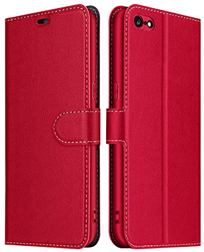 ELESNOW Hülle für iPhone 6 Plus / 6s Plus - 5.5, Premium Leder Klappbar Wallet Schutzhülle Tasche Handyhülle mit [Magnetisch, Kartenfach, Standfunktion] für Apple iPhone 6 Plus / 6s Plus (Rot)