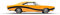 Acryl-Bild 130 x 80 cm: Gelbes Retro-Muscle-Car mit schwarzem Streifen - Seitenansicht - isoliert auf weißem Hintergrund. (56828710)