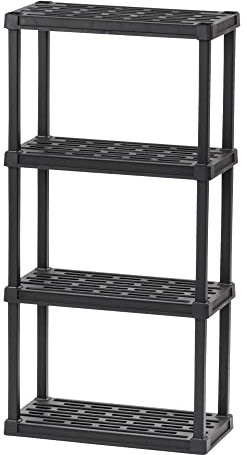 IRIS USA 5-stöckiges Regal, 185.4 cm Feste Höhe, großes Aufbewahrungsregal für Zuhause, Garage, Keller, Schuppen und Waschküche, hergestellt aus recycelten Materialien, schwarz