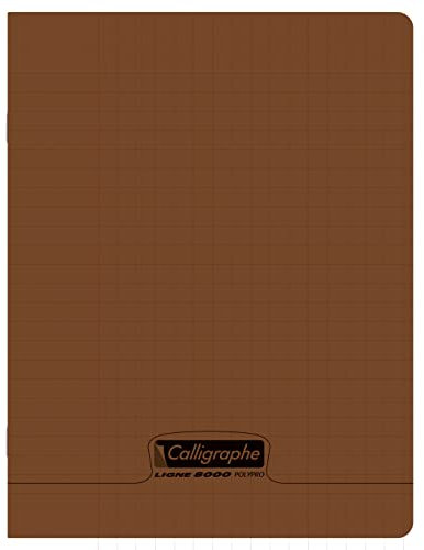 Calligraphe 18911C Un Cahier Agrafé Marron (une Marque de Clairefontaine) - 17x22 cm - 48 Pages Grands Carreaux - Papier Blanc 90 g - Couverture Polypro Transparent