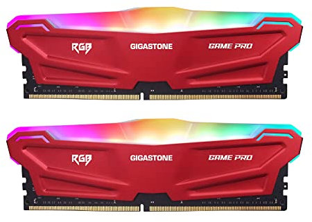 【RAM DDR4】Gigastone Red RGB Game Pro Desktop RAM 32GB (2x16GB) DDR4 32GB DDR4-3200 MHz PC4-25600 CL16 1,35 V 288 pin Unbuffered Non ECC UDIMM per PC Gaming Desktop Memory Module (SOLO Desktop)