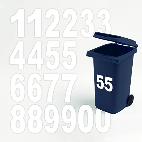 Bin Numbers for Wheelie Bins (0-9) - (Pack of 4 Stickers) White Self Adhesive Vinyl Wheelie Bin Numbers, 17.3cm Long Wheelie Bin Stickers for Waste bin, Garbage bin (No.5)