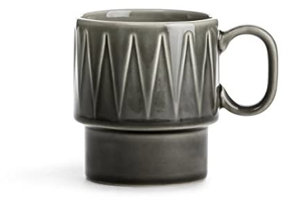 Sagaform Coffee & More Kaffeebecher 2-teilig aus Steinzeug in der Farbe Grau 25cl, Maße: 12cm x 8cm x 9cm, 5018371
