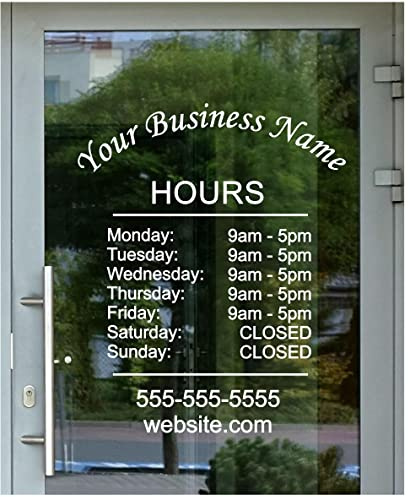 Business Hours Store Company Custom Glass Door Window Sign Decal Sticker