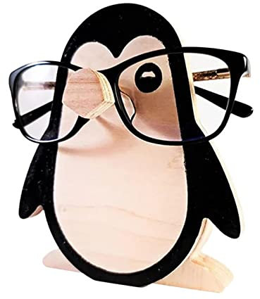 TITA-DONG Niedlicher, Kreativer Tier-Brillenhalter, Haustier-Brillenständer, Brillenständer aus Holz, Sonnenbrillen-Präsentationsständer für Zuhause, Büro, Schreibtisch, Dekoration, Zubehör(Pinguin)