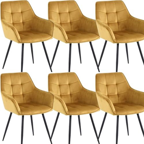Colenis® - Oriana Esszimmerstuhl - 6er Set - Ockergelb - Mikrofaserstoff - Industriell